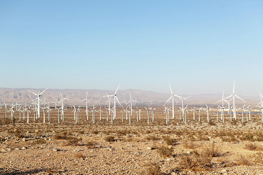 Wind Turbines In A Desert Landscape Photograph by Patrick Strattner