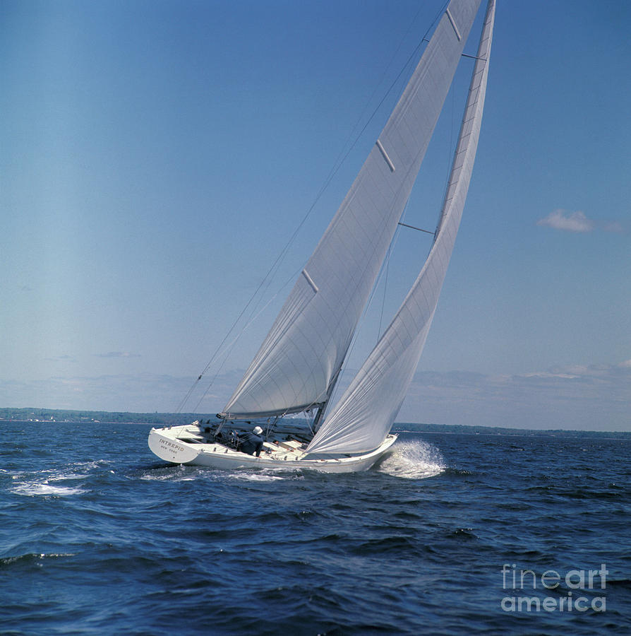 Windblown Sails Of Yacht On Open Sea Photograph by Bettmann