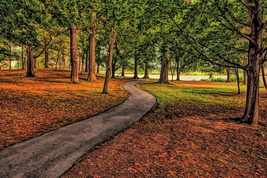 Winding Path Along the Lake Digital Art by Dennis Lundell