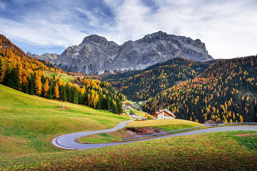 Mountain Photograph - Winding Road At The Autumn Dolomite by Ivan Kmit