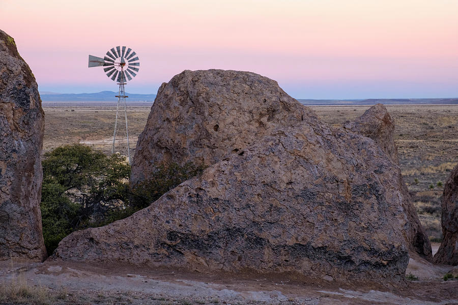 Windmill at City of Rocks New Mexico Photograph by Mary Lee Dereske
