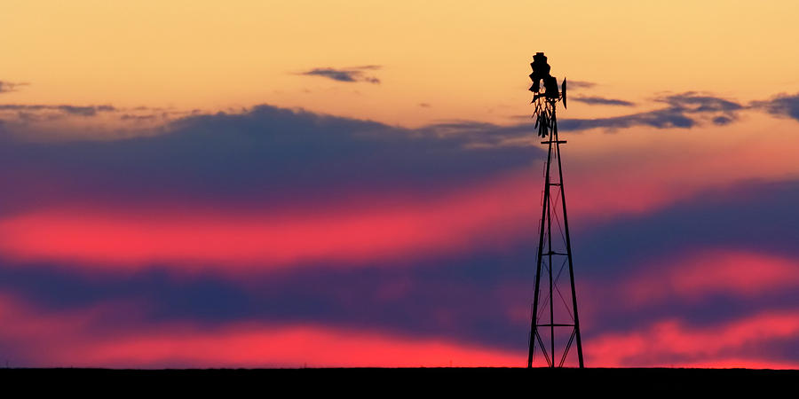 Sunset Photograph - Windmill at Sunset 07 by Rob Graham