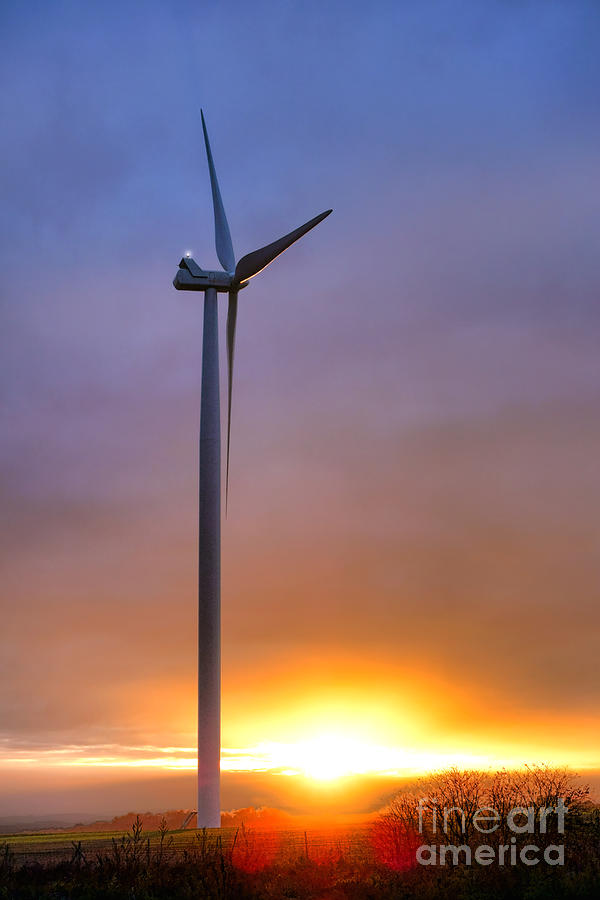 Sunset Photograph - Windmill at Sunset by Olivier Le Queinec