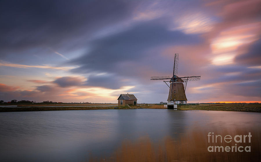 Windmill Het Noorden Texel Long Exposure Photograph by Michael Barkowski