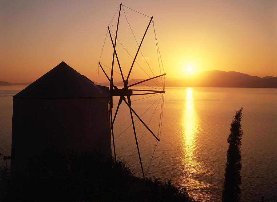 Windmill, Hydra Island, Greece Digital Art by Hp Huber