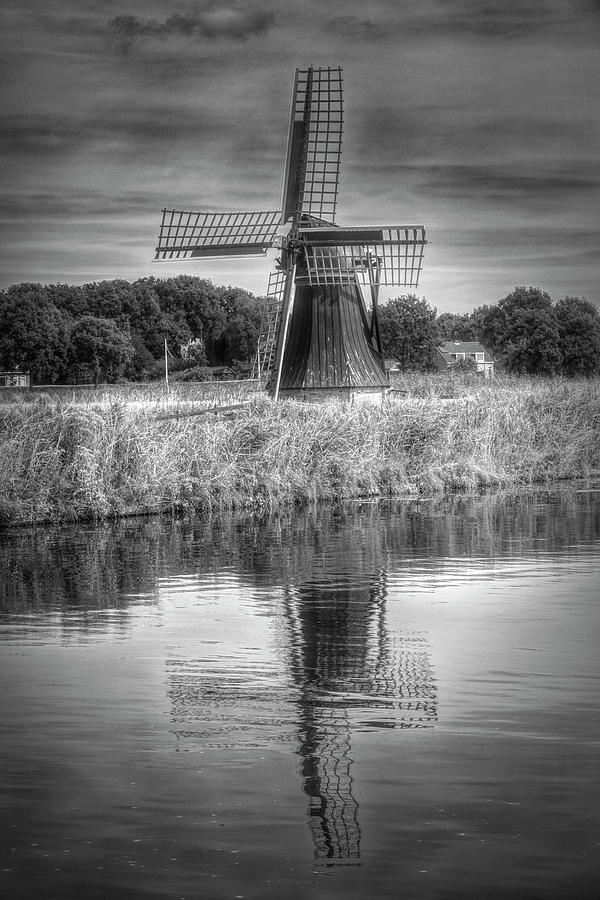 Windmill in the Morning in Black and White Photograph by Debra and Dave Vanderlaan