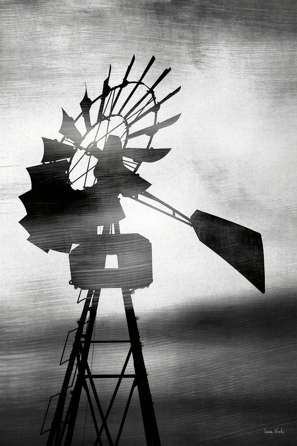 Windmill In The Wind- Art by Linda Woods Mixed Media by Linda Woods