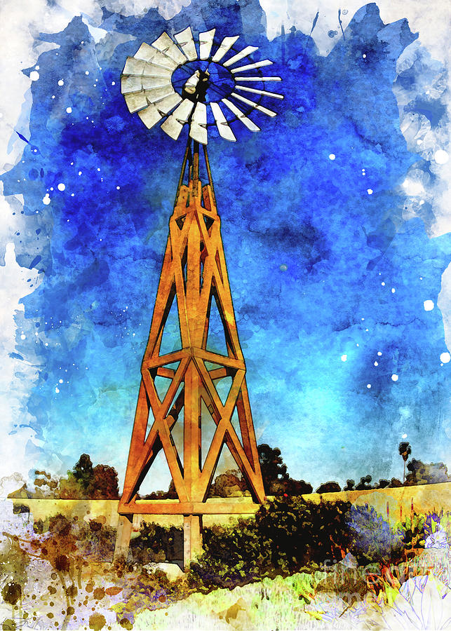 Windmill Digital Art by Mark Jackson