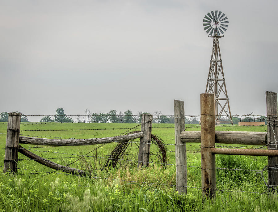 Windmill on OK HWY 11 Oklahoma Photograph by Bert Peake
