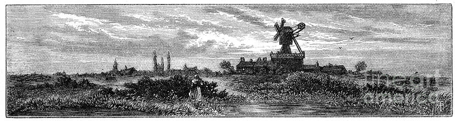 Windmill On Wimbledon Common, 1880 Drawing by Print Collector