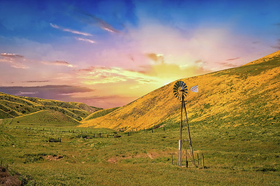 Windmill Sunset on the Carrizo Photograph by Lynn Bauer