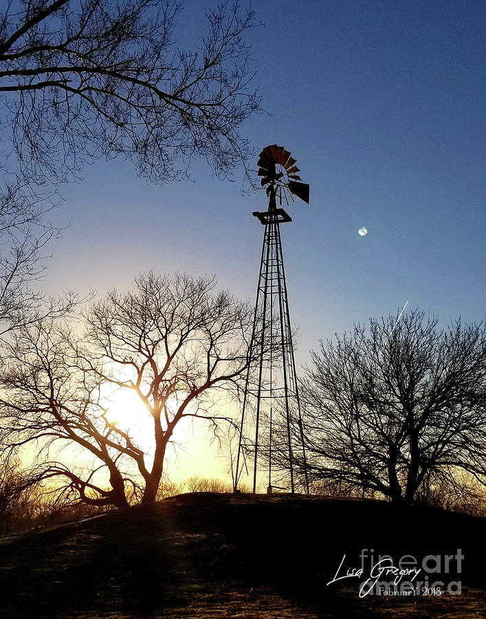 Windmill With Glowing Sun Photograph By Lisa Gregory Fine Art America