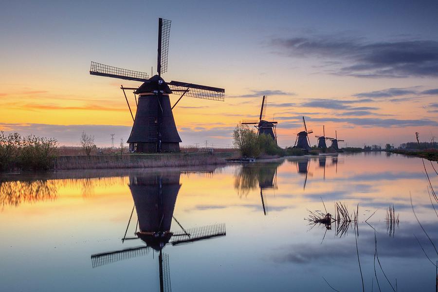 Windmills, Kinderdijk, Netherlands Digital Art by Maurizio Rellini ...