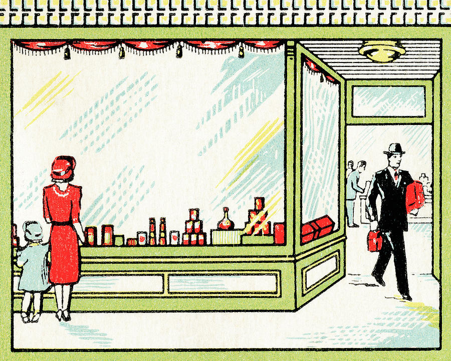 Vintage Drawing - Window shopping by CSA Images