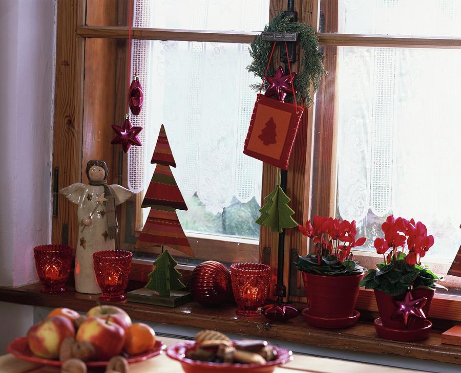 Windowsill With Christmas Decorations Photograph by Strauss, Friedrich