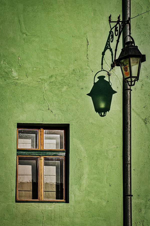 Window Streetlight and Shadow - Romania Photograph by Stuart Litoff