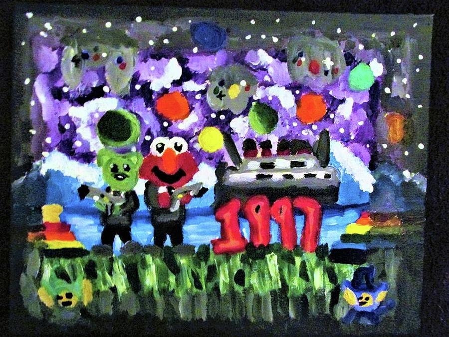 Sesame Street Painting - Window to 1997 by Maggie Russell
