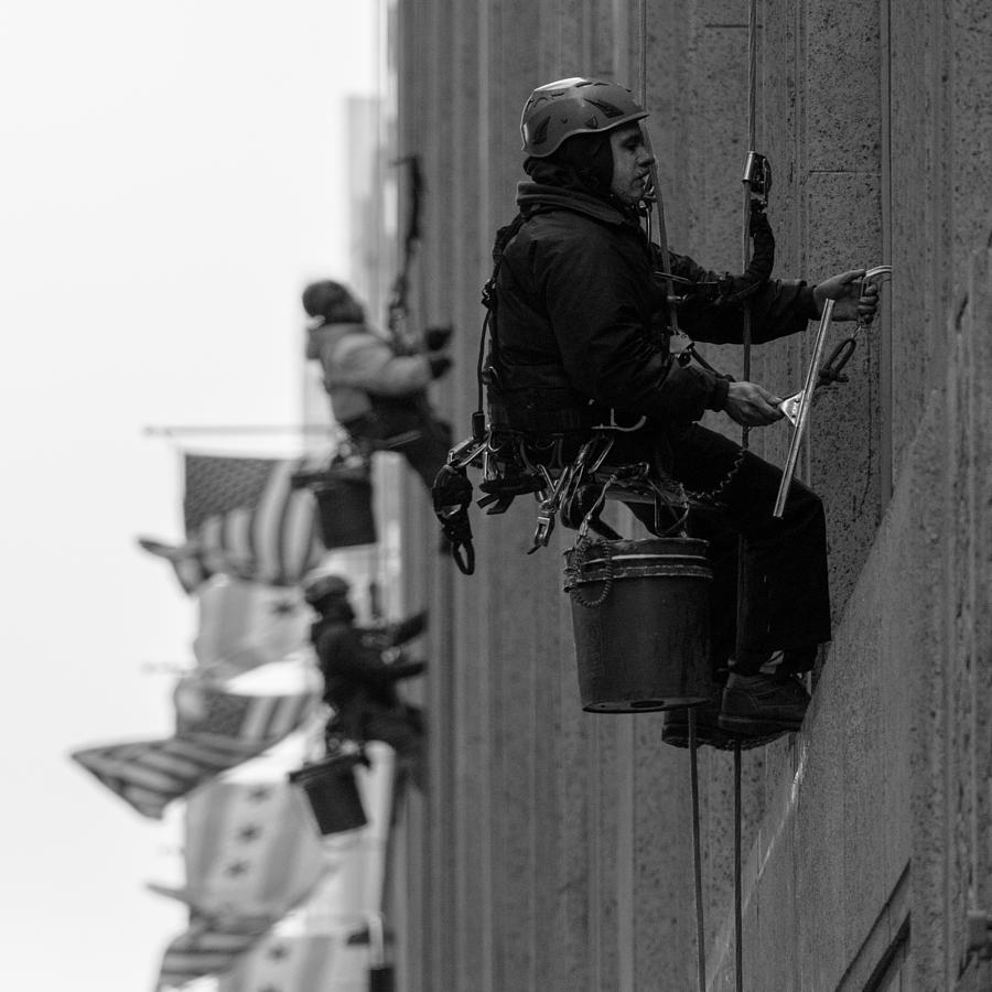 Window Washers On Lasalle Street Photograph by Keith Yearman
