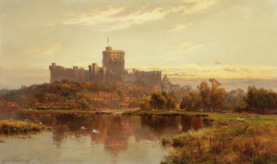 Castle Painting - Windsor Castle At Sunset by Alfred De Breanski