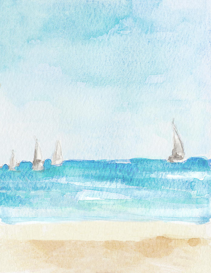 Boat Painting - Windy Beach Day by Lanie Loreth