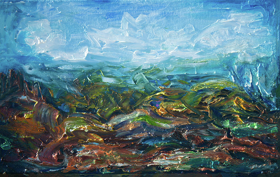 Windy Day In The Grassland Original Oil Painting Impressionist Landscape Painting By Olena Art Lena Owens