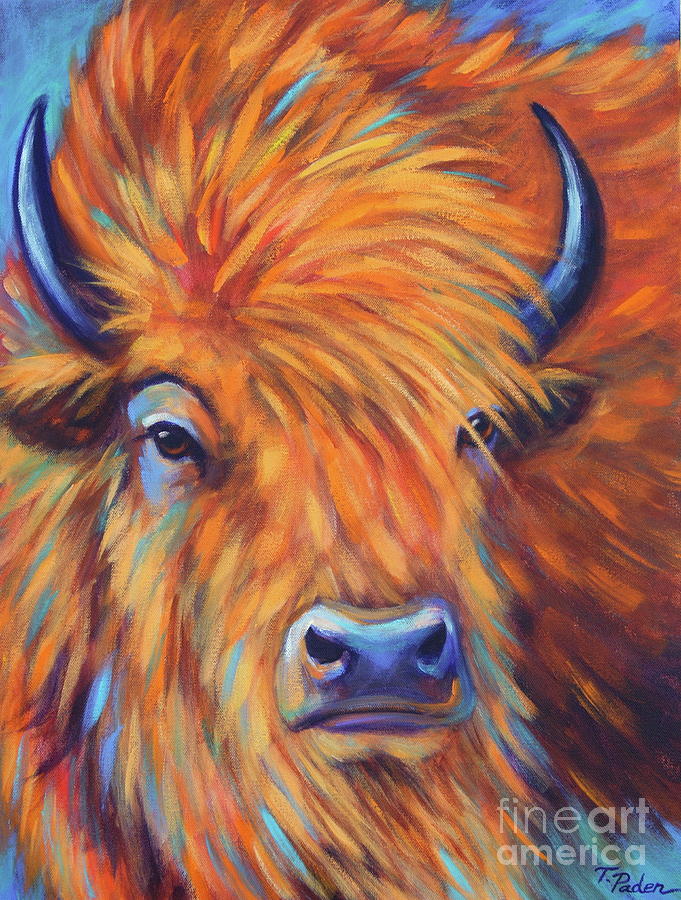 Bison Painting - Windy Day by Theresa Paden