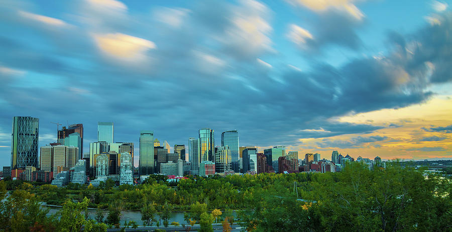 Architecture Photograph - Windy Evening Calgary Downtown by Bruno Doddoli
