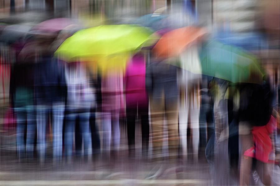 Umbrella Photograph - Windy, Rainy Day by Ildiko Kardos
