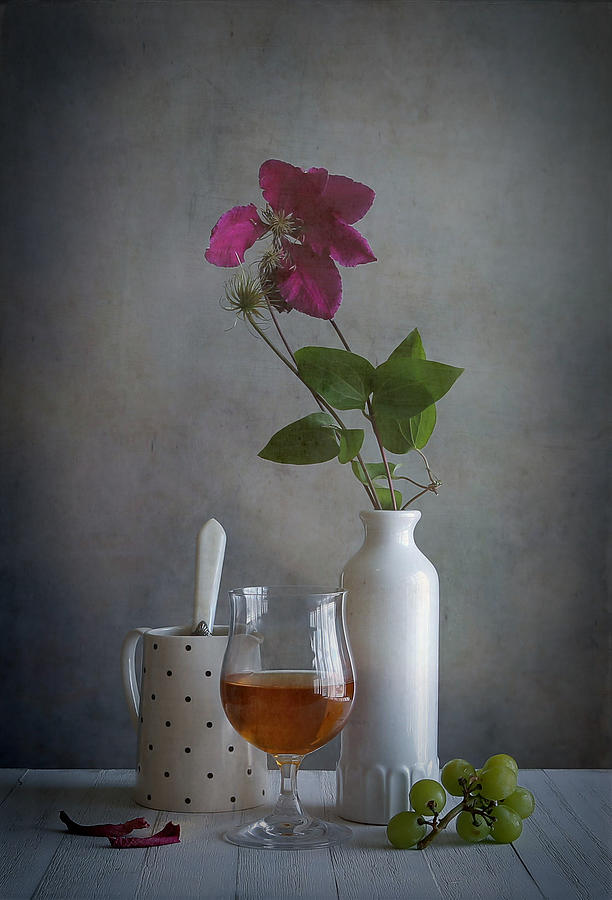 Wine & Flowers Photograph by Fangping Zhou