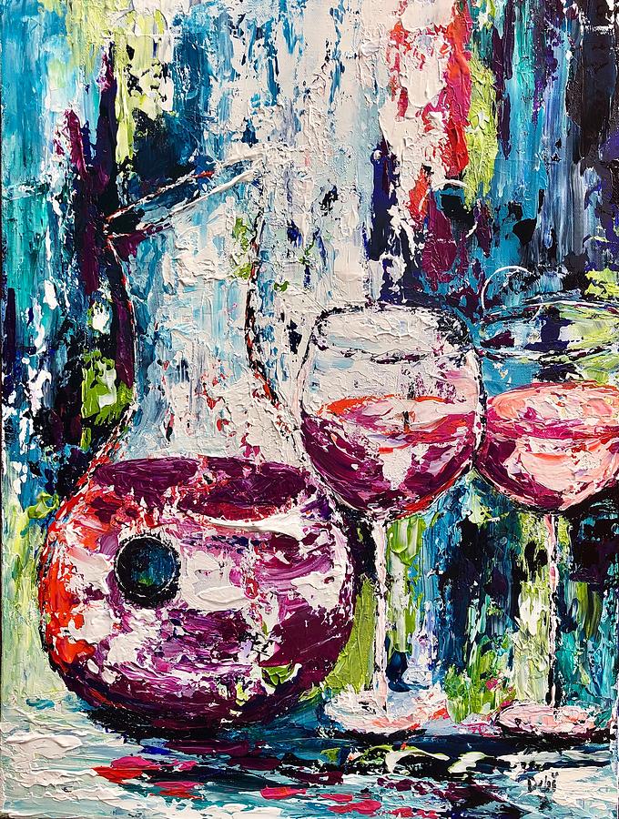 Wine Painting - Wine and Circles by Debi Starr