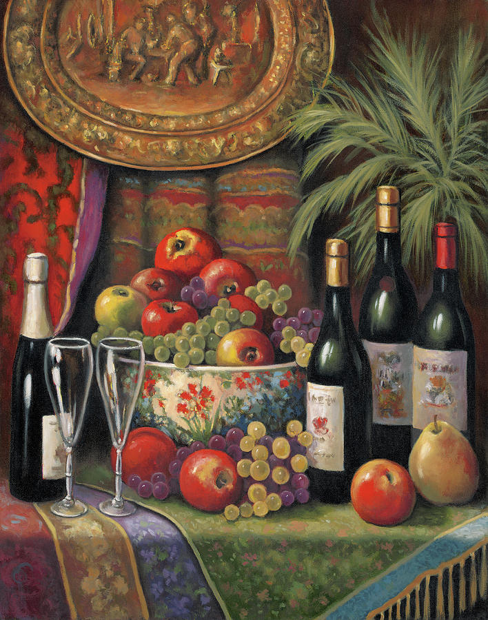 Wine And Floral 1 Painting by John Zaccheo - Fine Art America