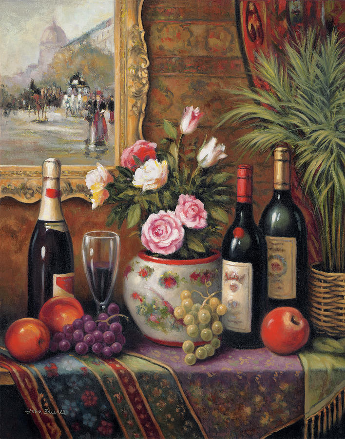 Wine And Floral 3 Painting by John Zaccheo - Fine Art America