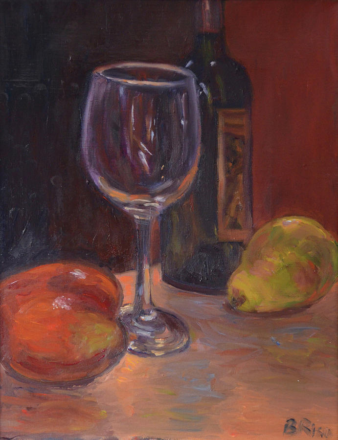 Wine and Fruit Painting by Beth Riso