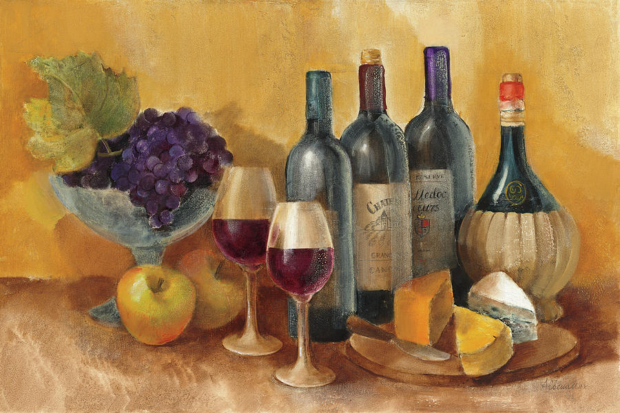 Fruit Painting - Wine And Fruit I V2 by Albena Hristova