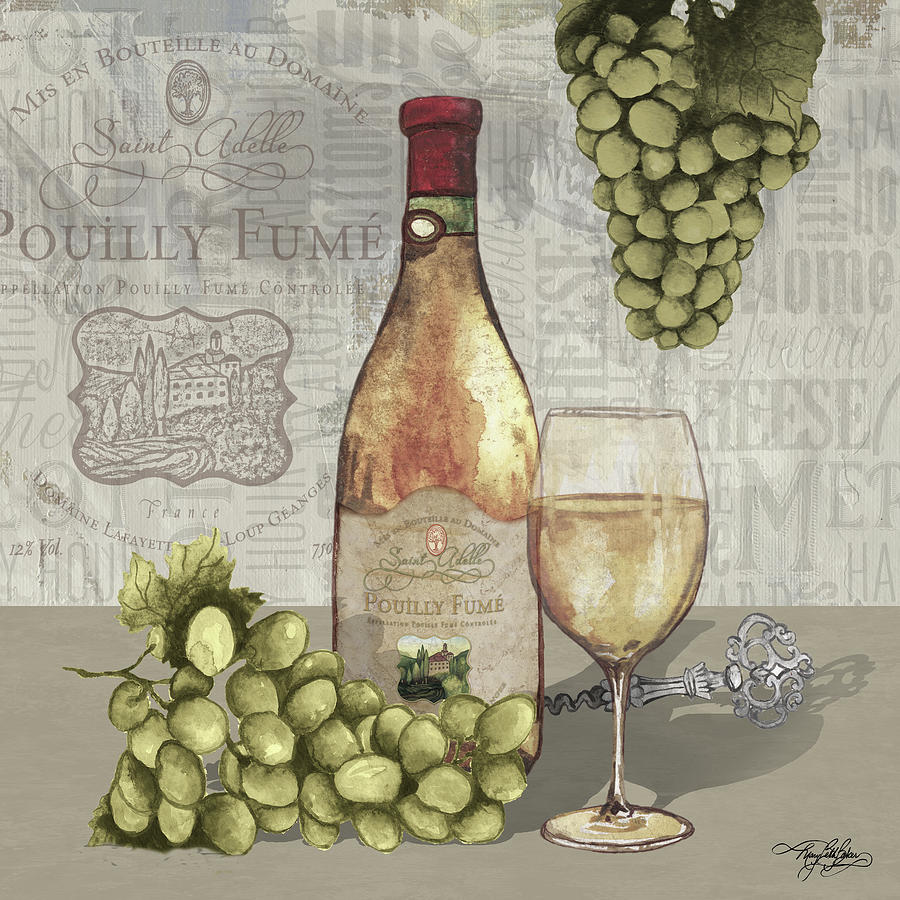 Wine Painting - Wine And Grapes II by Mary Beth Baker
