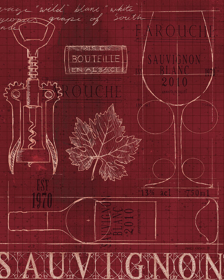 Bottle Painting - Wine Blueprint Iv by Marco Fabiano