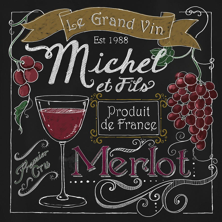 Wine Mixed Media - Wine Chalkboard I by Fiona Stokes-gilbert