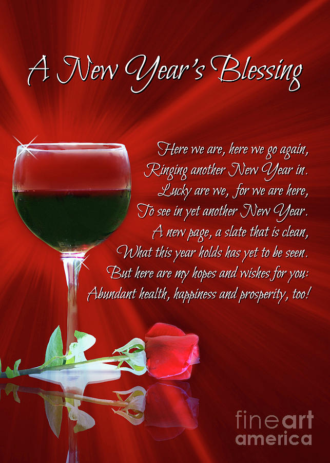 Wine Happy New Year, New Years Day Blessing Holiday Photograph by Stephanie Laird