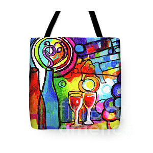 Wine Menagerie Abstract Tote Bag Painting by Genevieve Esson