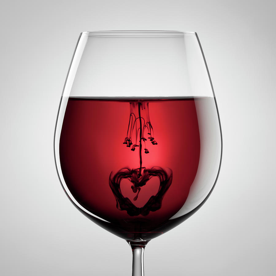 Wineglass, Red Wine, Black Ink And Photograph by Thomasvogel