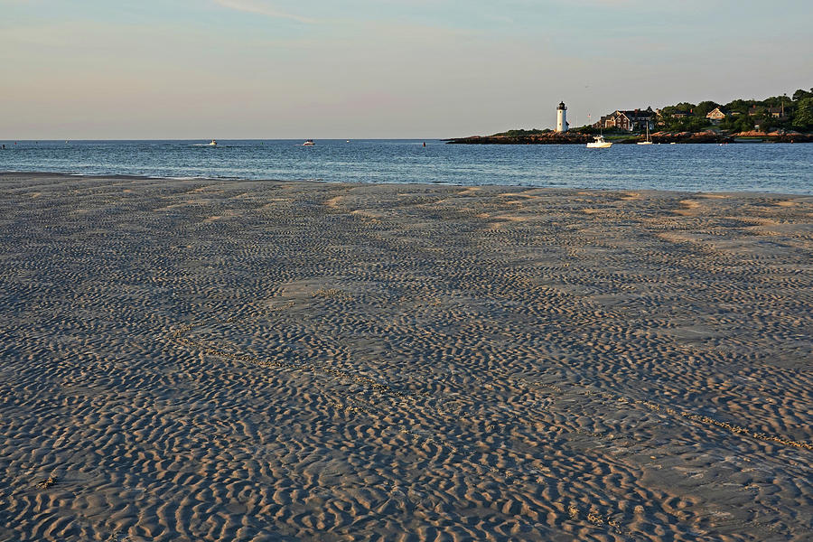 Wingaersheek Beach Sand Patterns and Shadows Gloucester MA Annisquam Lighthouse Photograph by Toby McGuire