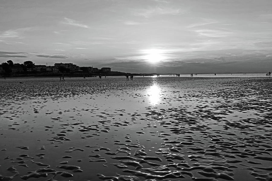 Wingaersheek Beach Sunset Gloucester MA Black and White Photograph by Toby McGuire