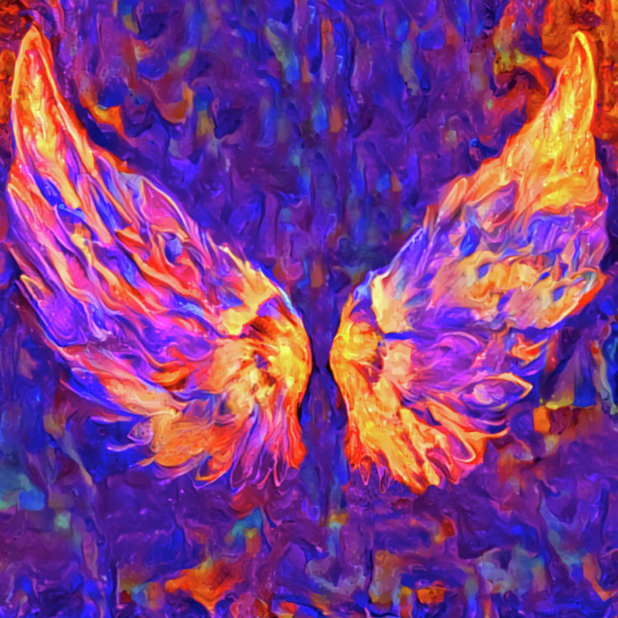 Wings Of Light Purple Flames - Square Digital Art by Artistic Mystic