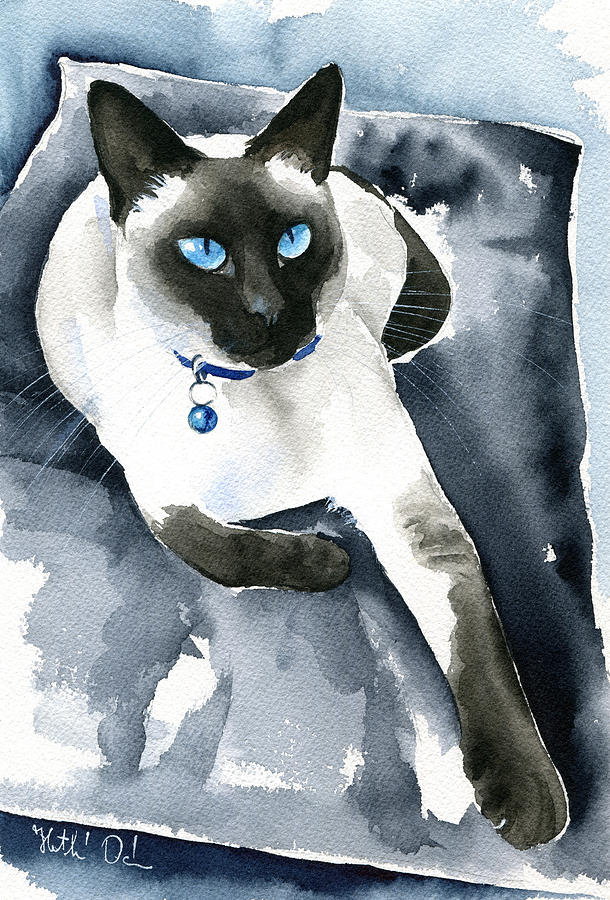 Winnie Siamese Cat  Painting by Dora Hathazi Mendes