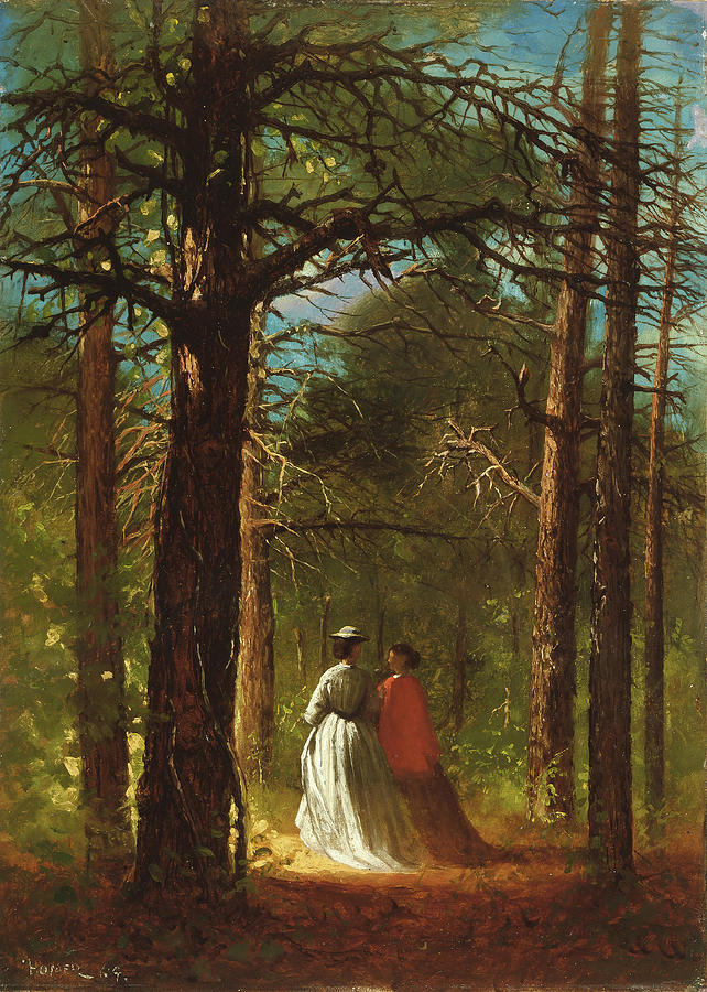 Winslow Homer -Boston, 1836-Proust Neck, 1910-. Waverly Oaks -1864-. Oil on paper mounted on pane... Painting by Winslow Homer -1836-1910-