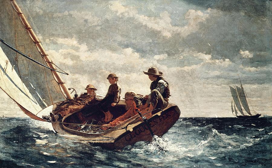 Winslow Homer Breezing Up -A Fair Wind-. Date/Period 1873 - 1876. Painting. Painting by Winslow Homer