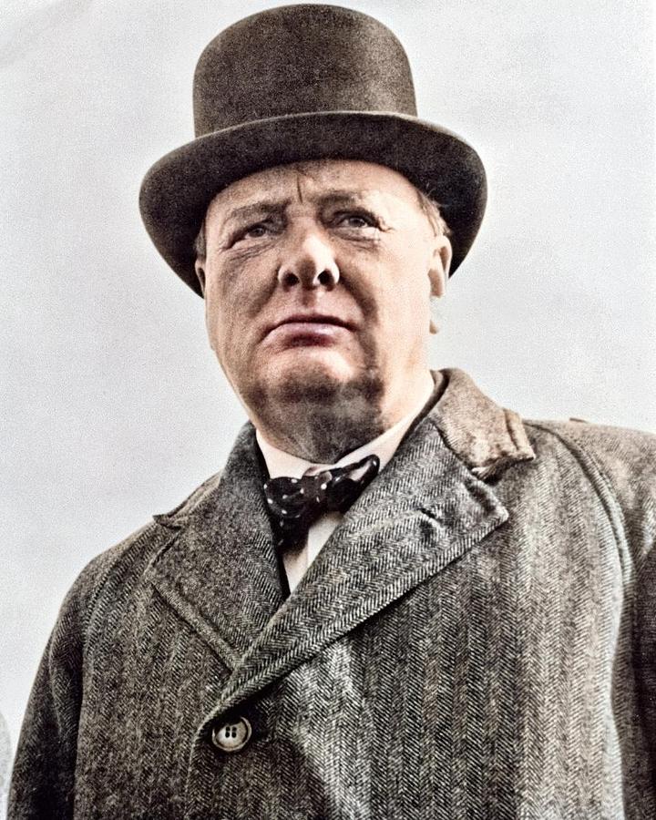 Winston Churchill 2 colorized by Ahmet Asar Painting by Artistic Panda ...