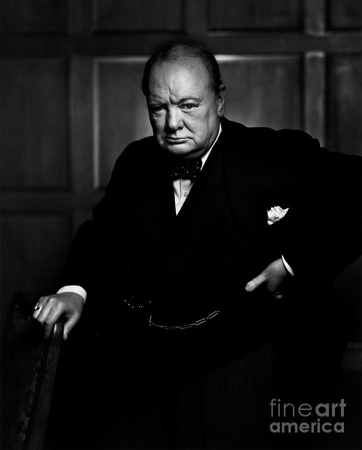 Winston Churchill - A Black and White Study Photograph by Doc Braham