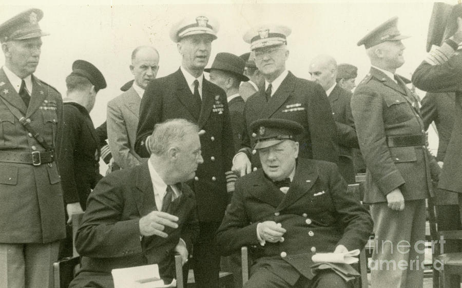 Winston Churchill And Franklin D Roosevelt Seated On The Quarterdeck Of Hms Prince Of Wales, 10 August, 1941 Photograph by 
