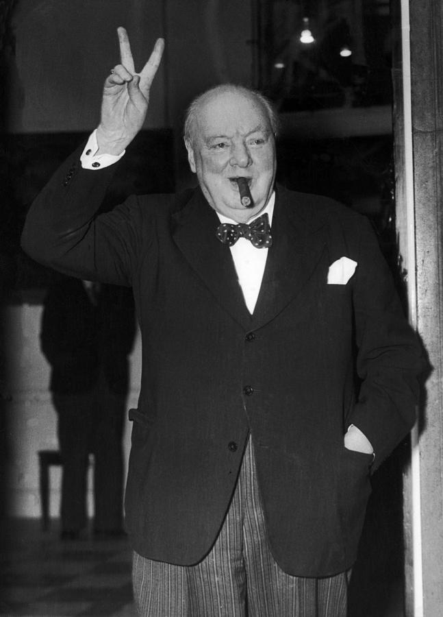 Winston Churchill And His Victory V Photograph by Keystone-france